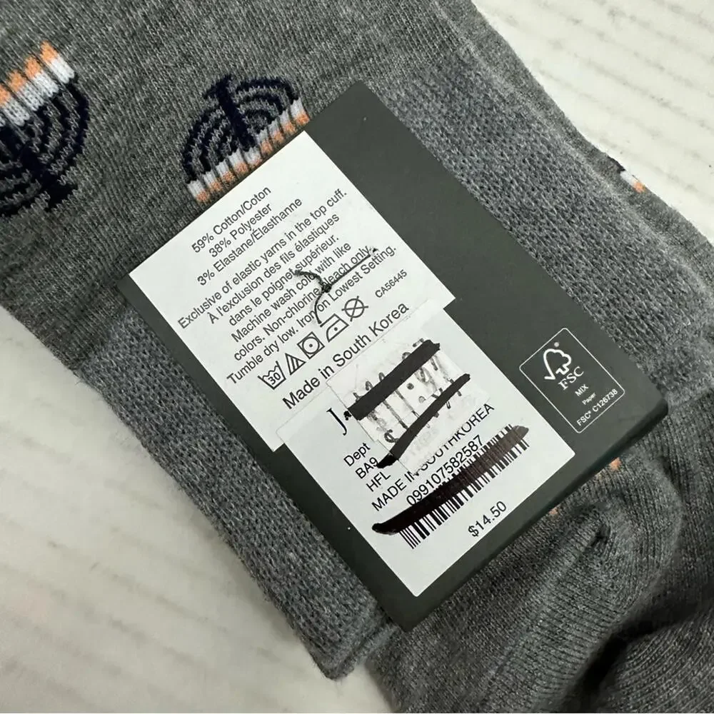 NEW J. Crew Menorah Socks Grey